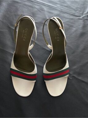Authentic Gucci Web Slingback heeled sandals